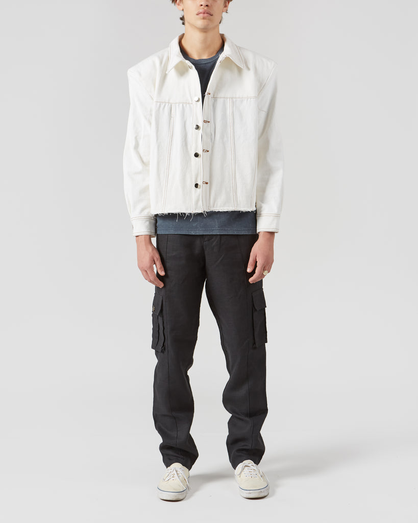 The Pack I MUY SHIDA DENIM JACKET IN OFF-WHITE I  House of Curated.