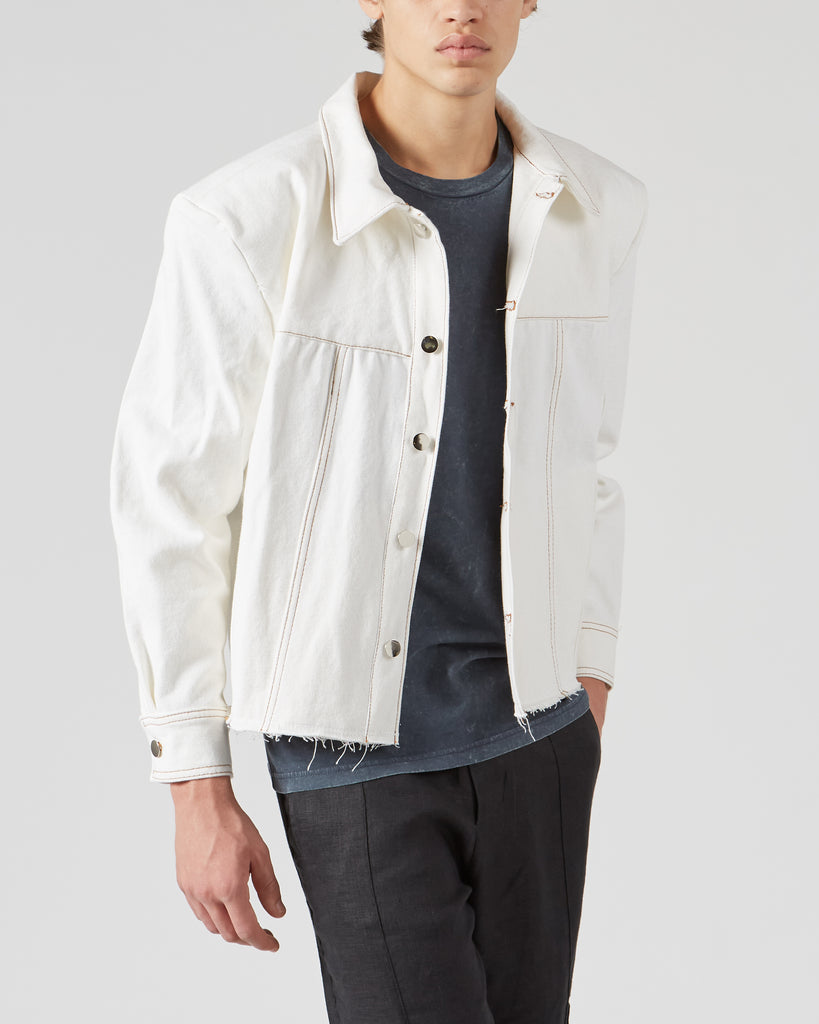 The Pack I MUY SHIDA DENIM JACKET IN OFF-WHITE I  House of Curated.