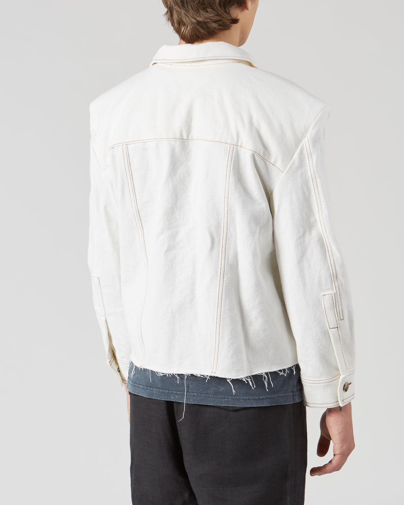 The Pack I MUY SHIDA DENIM JACKET IN OFF-WHITE I  House of Curated.