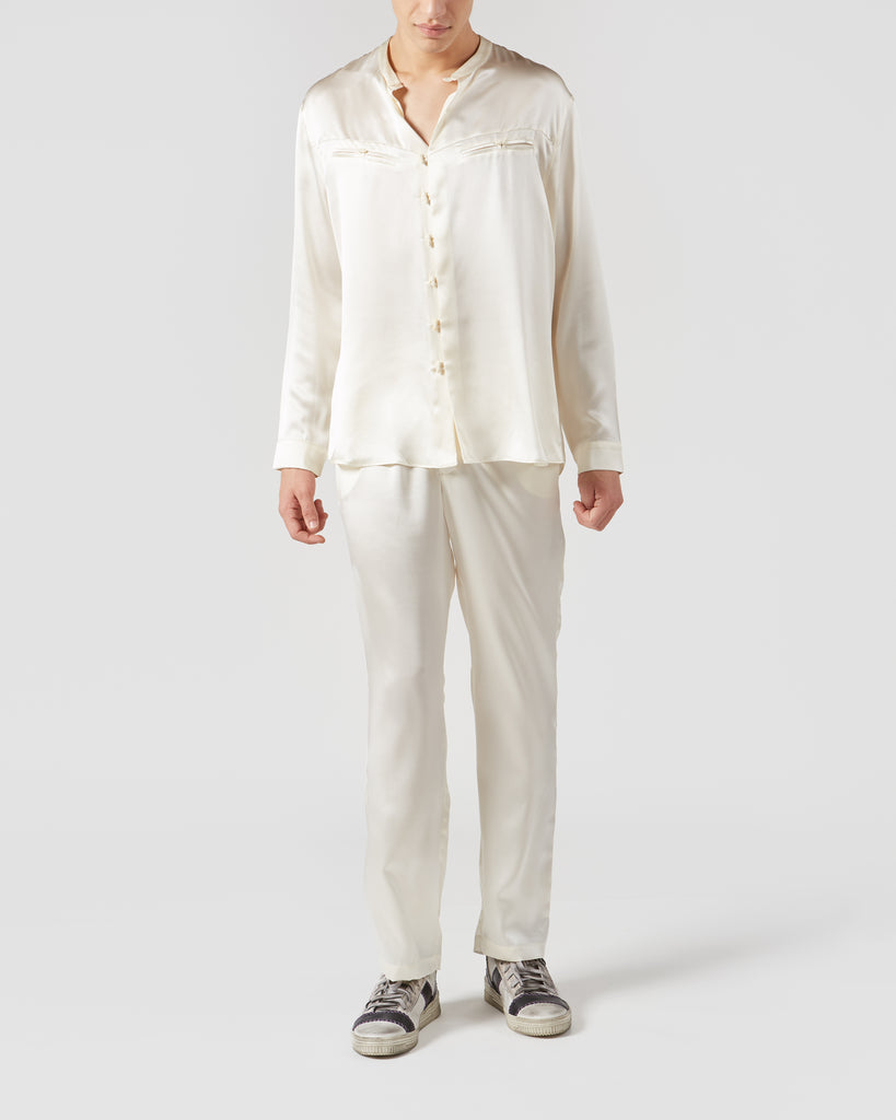 The Pack I RISAS SILK TROUSERS IN OFF-WHITE I  House of Curated.