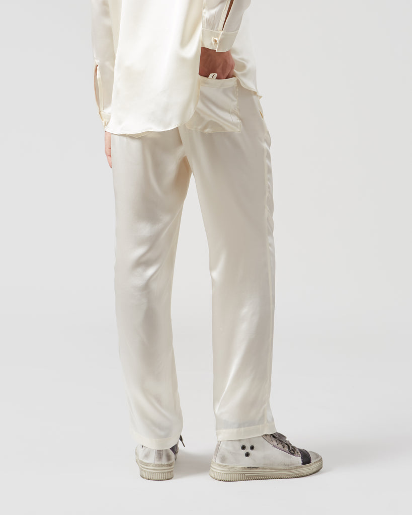 The Pack I RISAS SILK TROUSERS IN OFF-WHITE I  House of Curated.