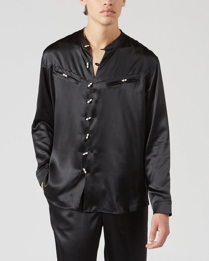 The Pack I CHULA SILK SHIRT IN BLACK I  House of Curated.