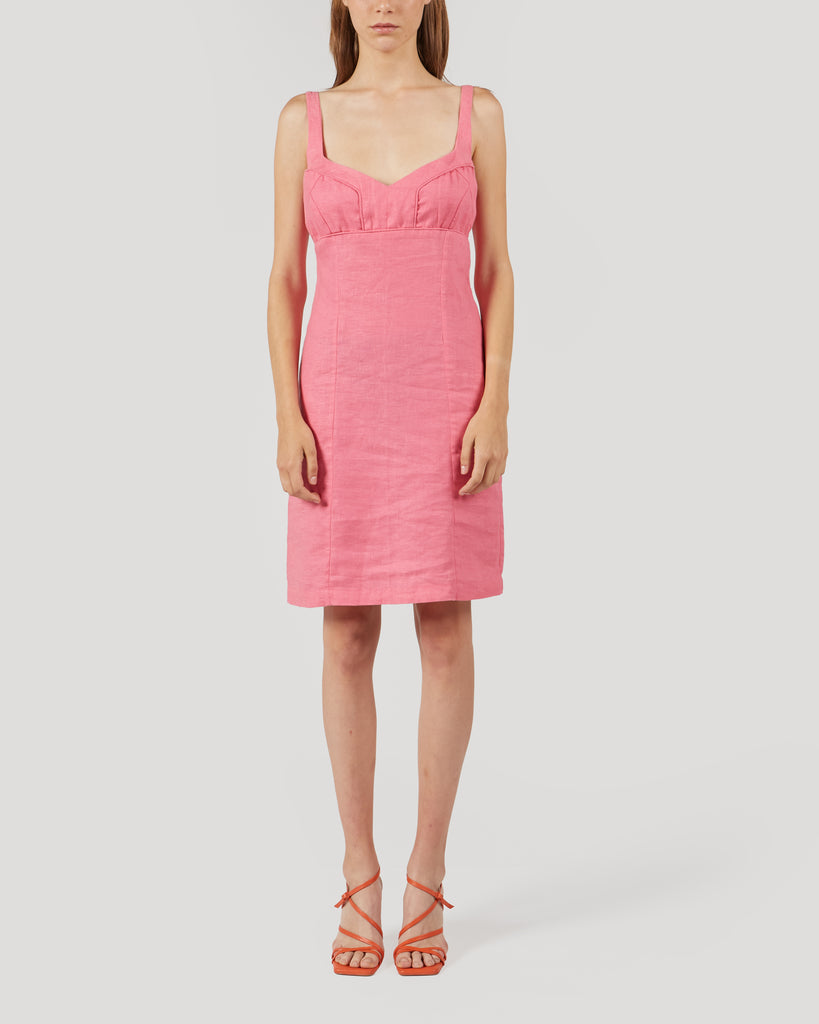 PERIGO I LINEN SHORT DRESS IN PINK I  House of Curated.