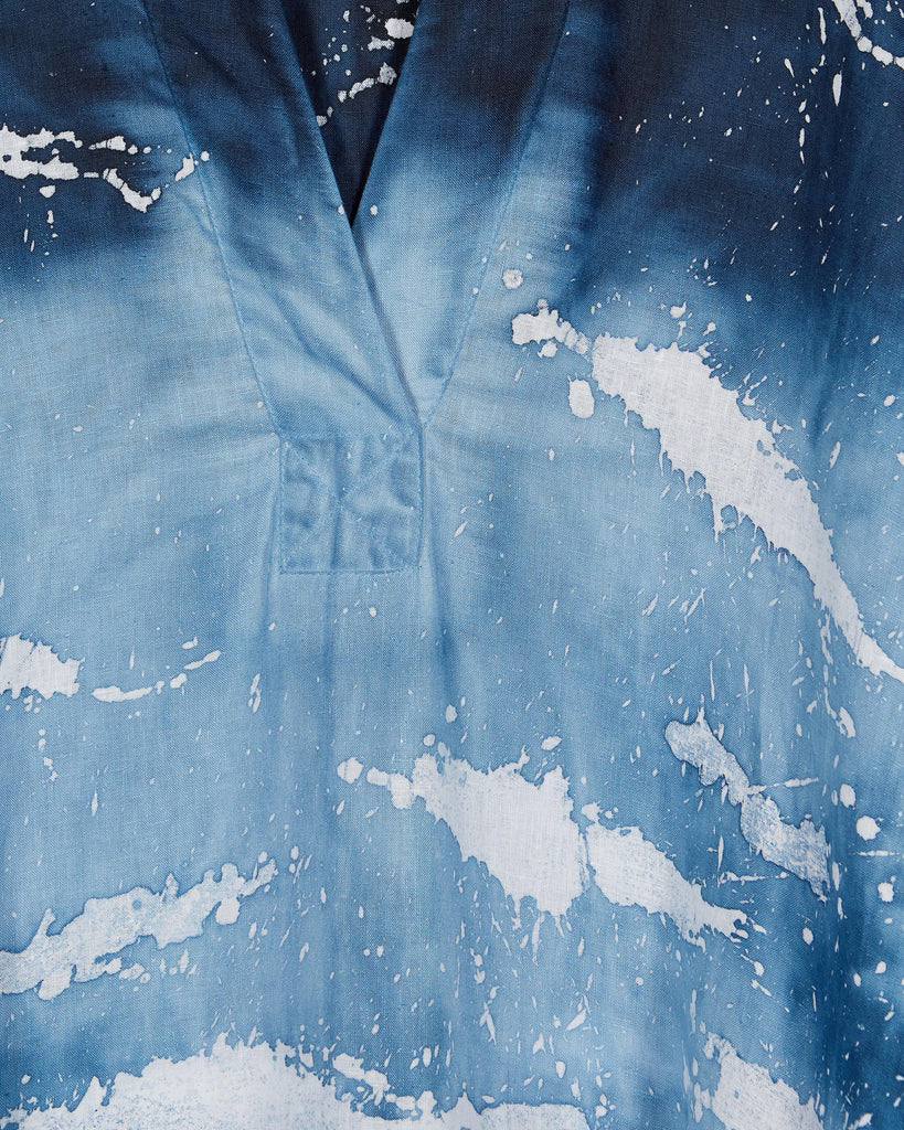 POEIRA Design I BLUE LINEN HAND DYED KAFTAN I  House of Curated.