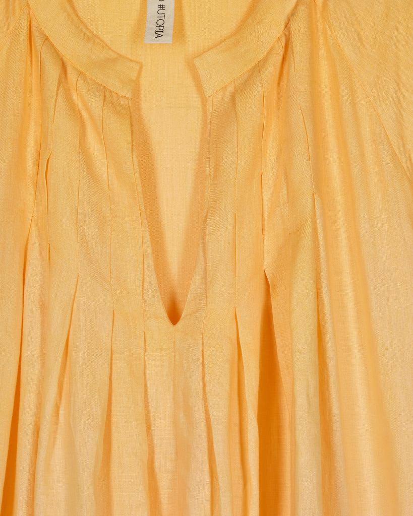 PERIGO I TIE DYE LINEN DRESS IN YELLOW & PINK I  House of Curated.