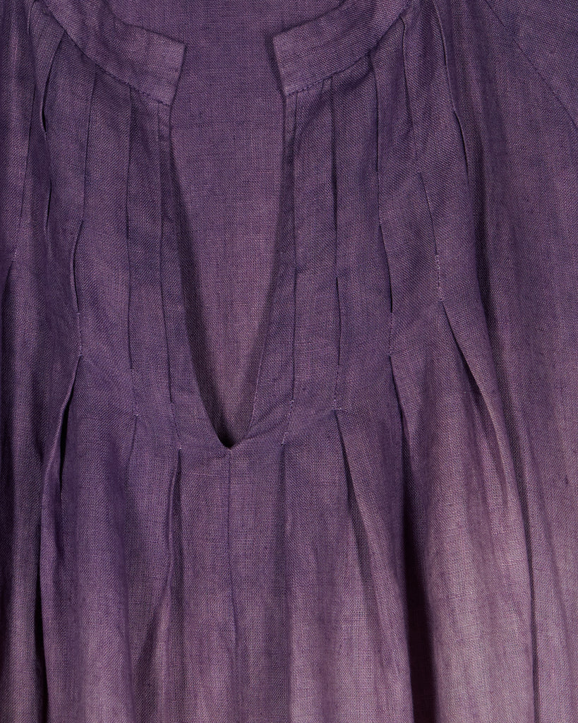 PERIGO I TIE DYE LINEN DRESS IN PURPLE & YELLOW I  House of Curated.