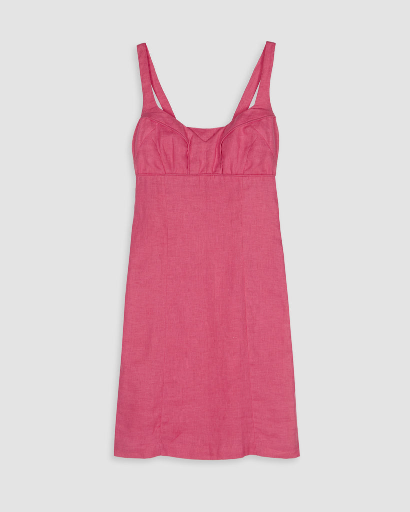 PERIGO I LINEN SHORT DRESS IN PINK I  House of Curated.
